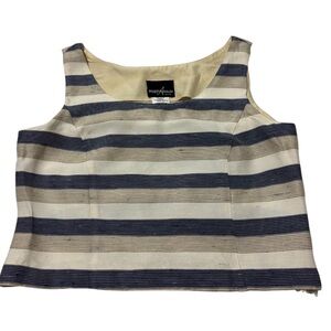 Positive Attitude Women’s Navy and Cream Striped Women's cropped Top Size:12P